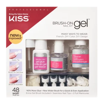 KISS Brush-On Gel Nail Kit, French & Natural Tips, 48 Count